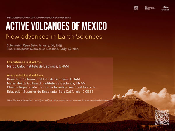 Número especial de la revista Journal of South American Earth Sciences sobre los volcanes activos de México